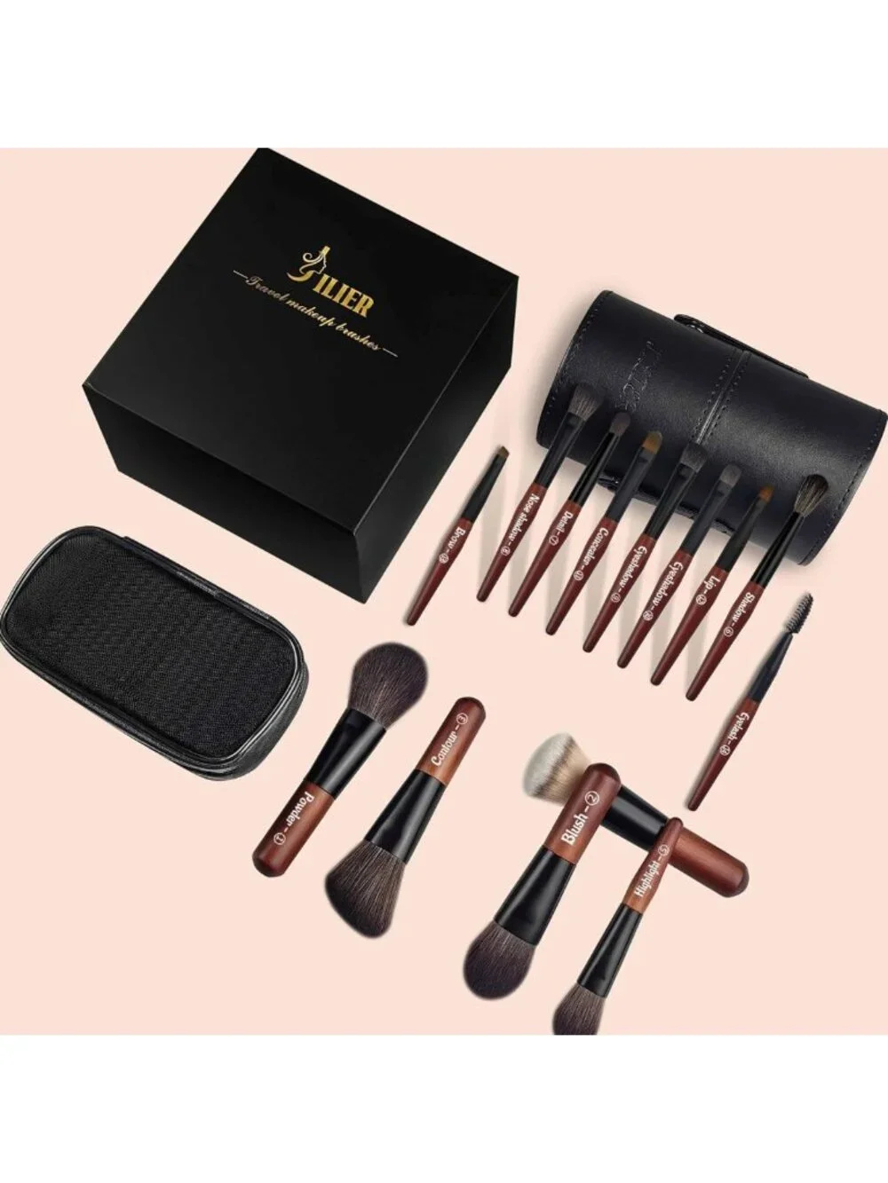 14-Piece Mini Travel Makeup Brush Set for Foundation, Eyeshadow, Blush & More
